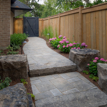 Side Yard Entrance With Natural Stone Steps