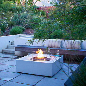 Sitting by Fire Pit in the Evening- Back Yard