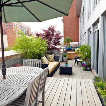 Sleek L-Shaped Rooftop Living Space