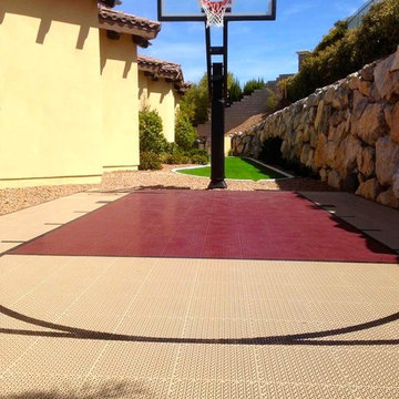 Small Home Backyard with SnapSports® Outdoor Basketball Court