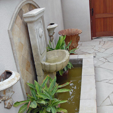 Small outdoor fountain.
