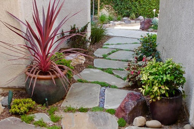 This is an example of a mid-sized mediterranean drought-tolerant landscaping in Los Angeles.