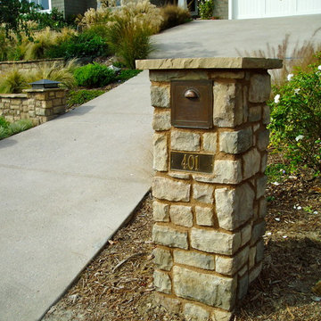 Solana xeriscape, cameron flagstone, drought tolerant, terrace retaining walls