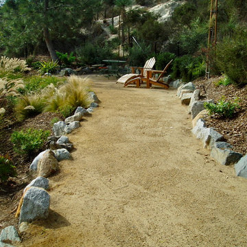 Solana xeriscape, cameron flagstone, drought tolerant, terrace retaining walls