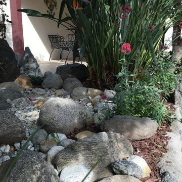 Spanish Style Home Garden Refresh with Dry River Bed