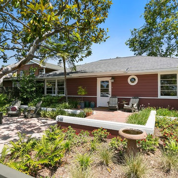 Specimen trees and front porch - East Costa Mesa bungalow - Orange County