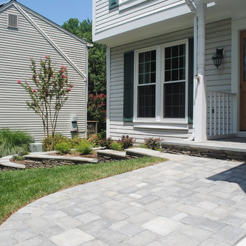 Stacked Stone Wall, Paver Walkway, and Landscaping