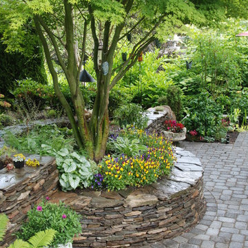 Stacked Stone Walls and Paver Patio