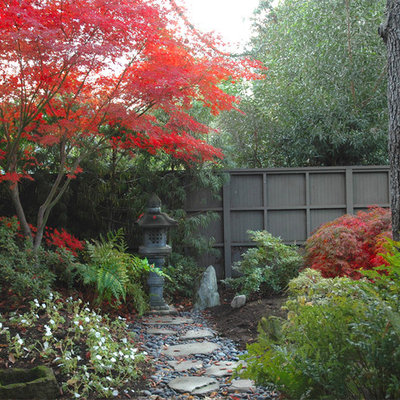 Inspiration for an asian stone landscaping in San Francisco for fall.