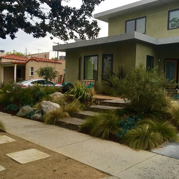 Stepped Entry with Boulders and Drought Tolerant Grasses