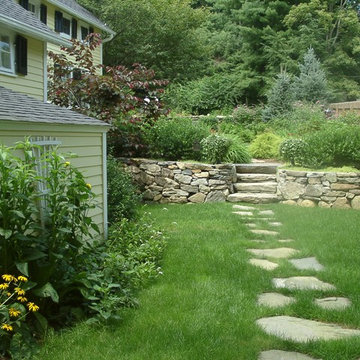 Stepping stones from the driveway to the front door