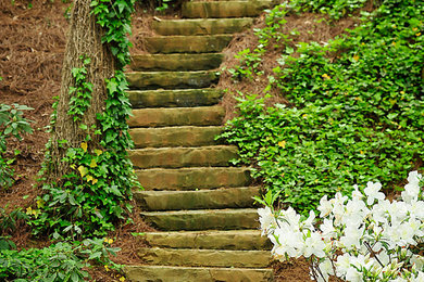 This is an example of a traditional shade front yard stone garden path in Atlanta.