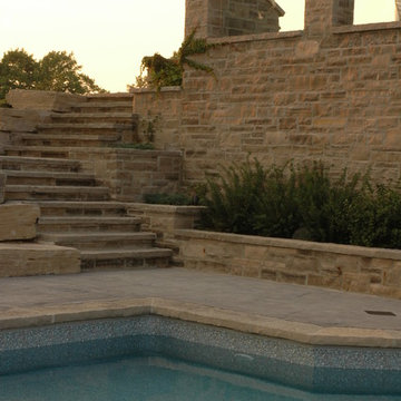 Steps up from pool to lookout