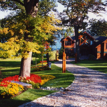 Stone Driveway Design and Front Yard Landscaping Lake Geneva, Wisconsin