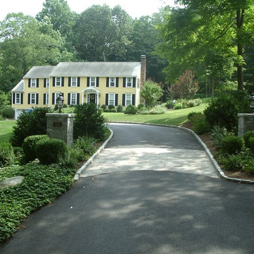 Stone piers and stone driveway apron