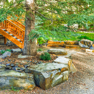 Stone Retaining Wall & Stone Steps in Front Yard
