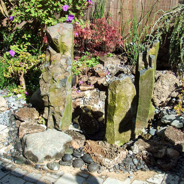 Stone sculpture in back yard