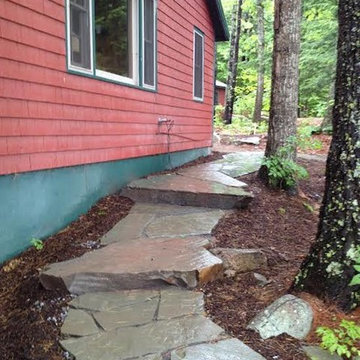 Stone steps from cabin to lake