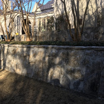 Stone wall repair, West Fort Worth.