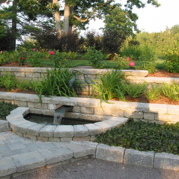 Stoney Lake Cottage, water features and retaining wall with garden