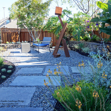 Succulents,  Sculpture and Stone Replace the Lawn in San Rafael
