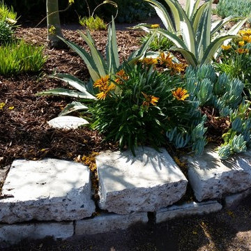 Sustainable front yard, recycled materials