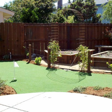 Synthetic Putting Green & Raised Vegetable Beds