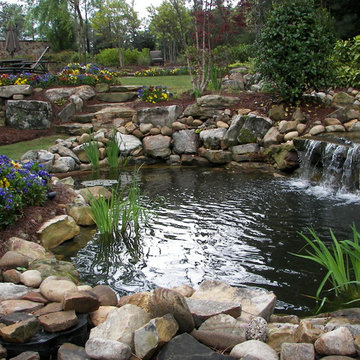 Terraced Back Yard, Pond and Waterfall