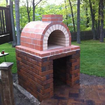 The Natalie Family Wood Fired Pizza Oven with Hardscape Block Base in New York