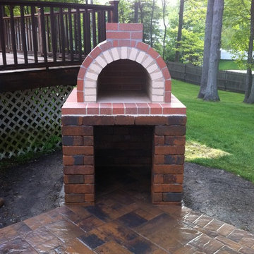 The Natalie Family Wood Fired Pizza Oven with Hardscape Block Base in New York