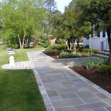 The newly installed Bluestone walkway and refaced steps, a refined update