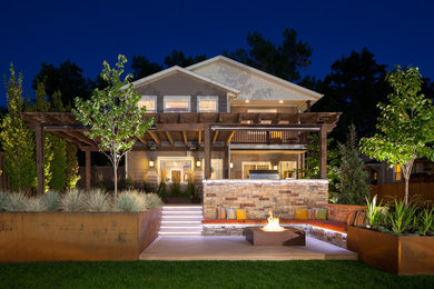 This is an example of a modern backyard landscaping in Salt Lake City with decking.