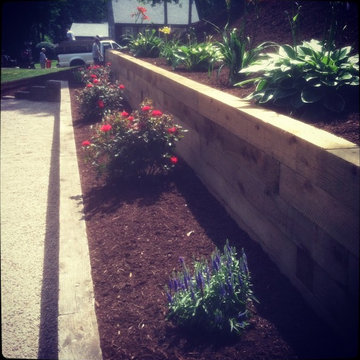 Tiered Plantings & Timber Wall Build