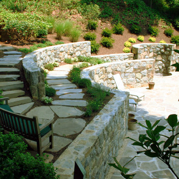 Tiered Retaining Wall with Stone Path