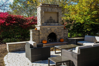 Towering Stone Fire Place and Stone Wall