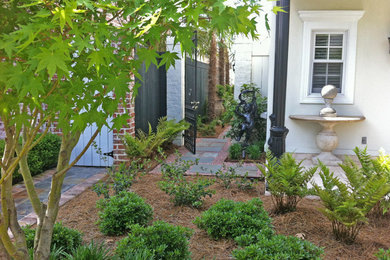 Ejemplo de jardín tradicional pequeño en patio con exposición reducida al sol y gravilla
