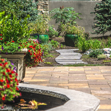 Traditional Landscape with Patio, Water Feature