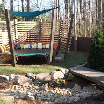 trampoline themed backyard!