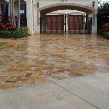 Travertine Driveway Sealed with Cobble Loc