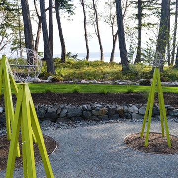 Trellis as functional art in Camano Island garden
