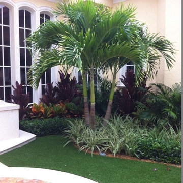 Tropical Colors and Textures at entry accented with Synthetic Turf
