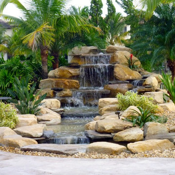 Tropical waterfall and pond