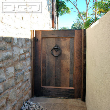 Tuscan Architectural Garden Gate in Reclaimed Barn Wood & Iron-Forged Hardware