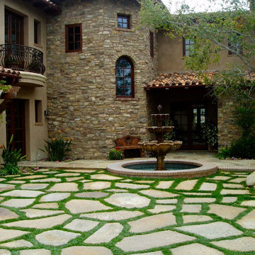 tuscan, stone, flagstone motorcourt