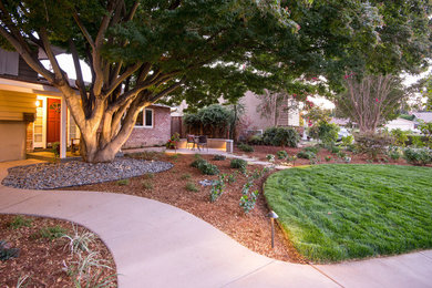 Inspiration for a mid-sized traditional partial sun front yard concrete paver garden path in San Francisco.