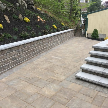 Unilock Beacon Hill Patio and Walkway Installation with Flagstone Coping