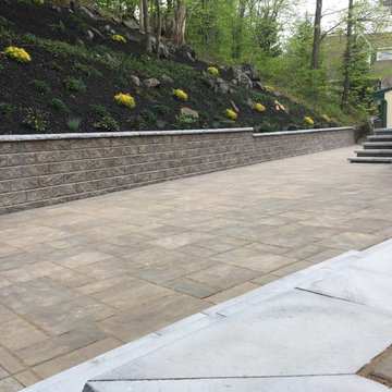 Unilock Beacon Hill Patio and Walkway Installation with Flagstone Coping