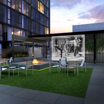 Urban Luxury Condominium Building Landscaped Courtyard
