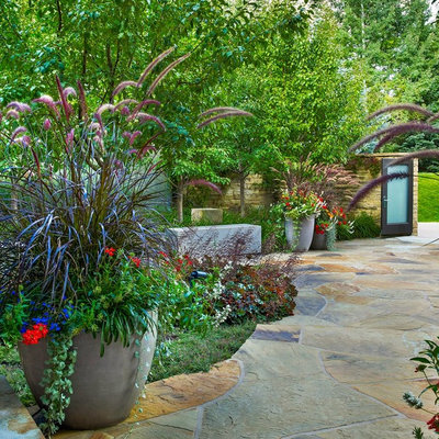 This is an example of a traditional stone garden path in Denver.