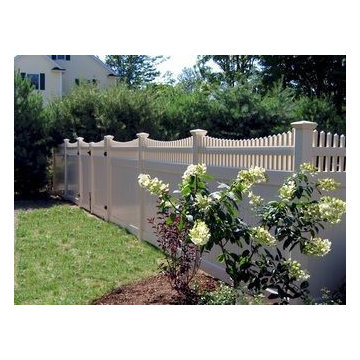Vinyl Board Fence with Scalloped Chestnut Hill Accent